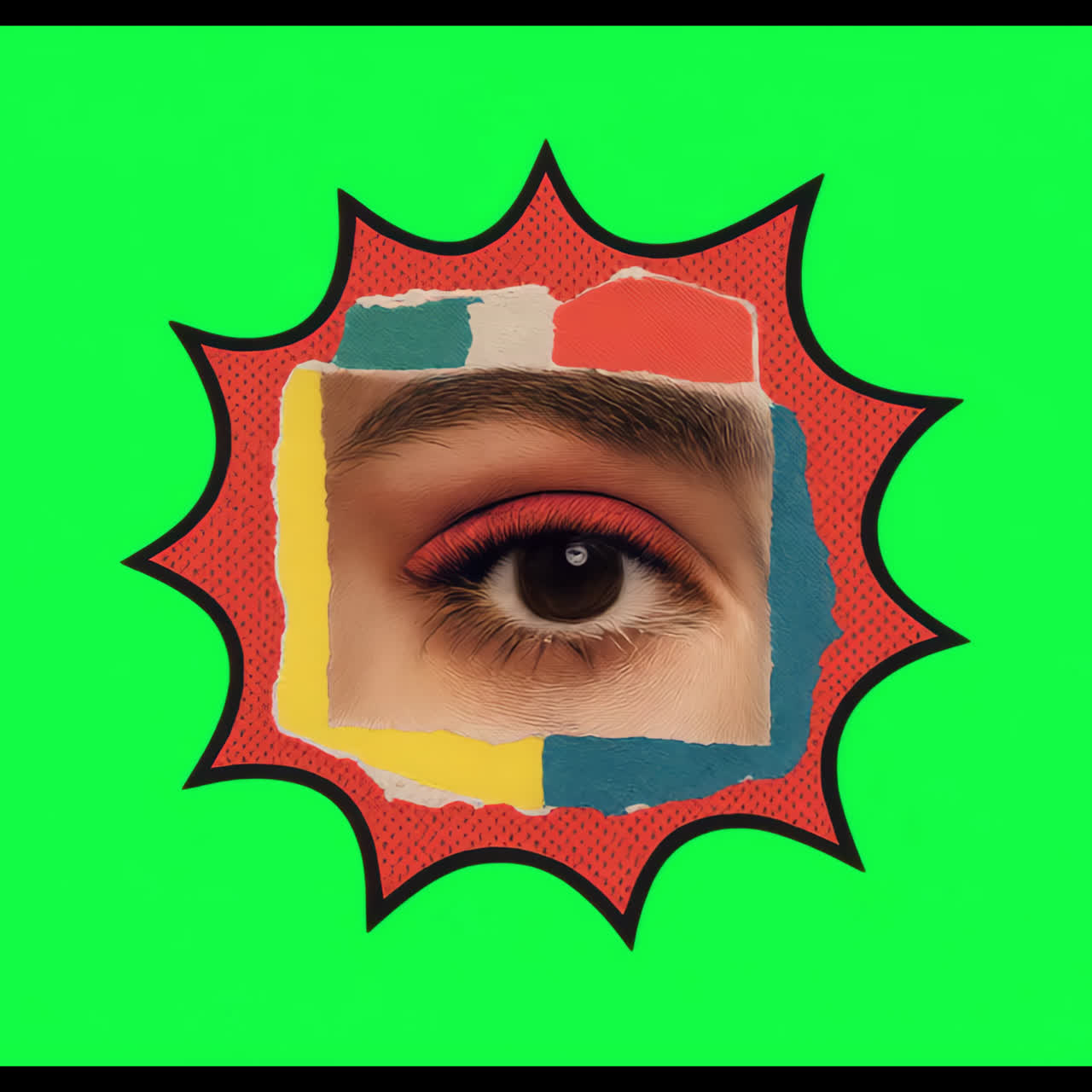Vibrant eye pop animation isolated asset, transparent 4K video, alpha channel, ProRes 4444