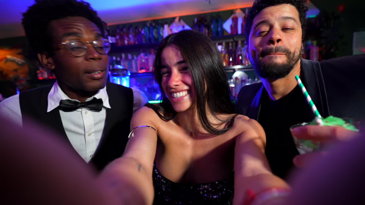 Friends celebrating at a bar