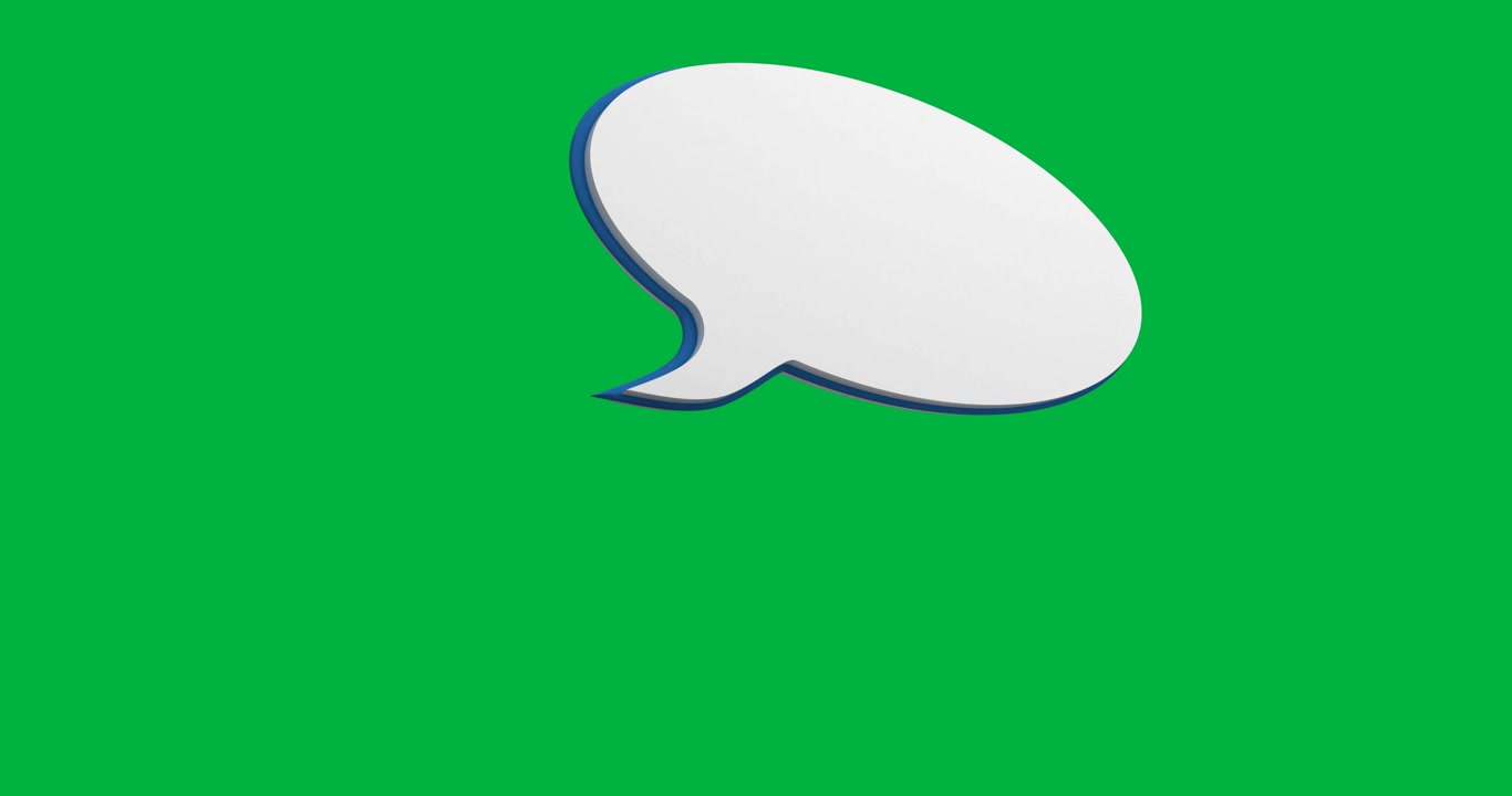 Digital animation of blank speech bubble floating against black background