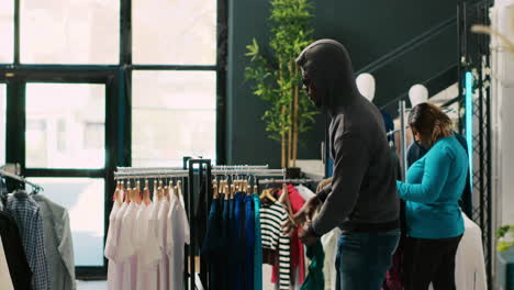 robber stealing fashionable outfit