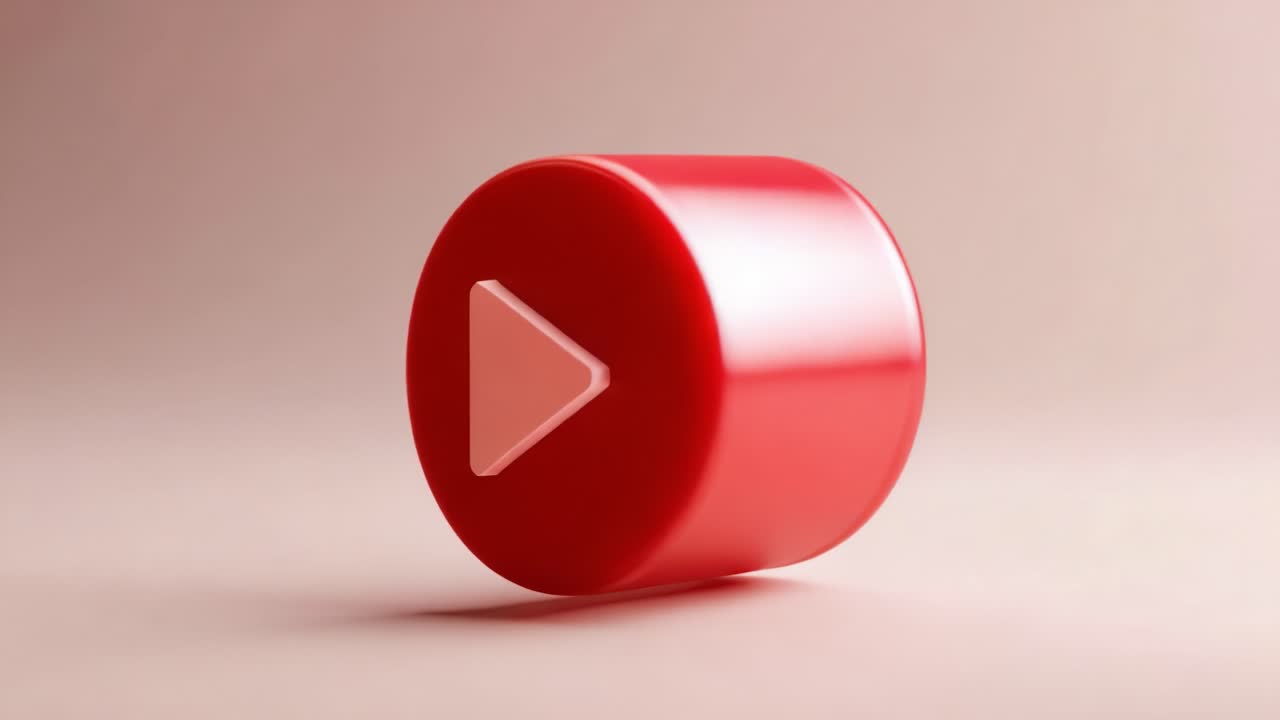A Captivating Close-Up of a Vibrant Red Play Button Highlighting the Essential Element of Digital Video Playback with a Smooth, Glossy Finish and Minimalistic Design