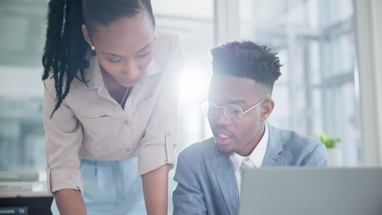 Business people, help and manager with employee