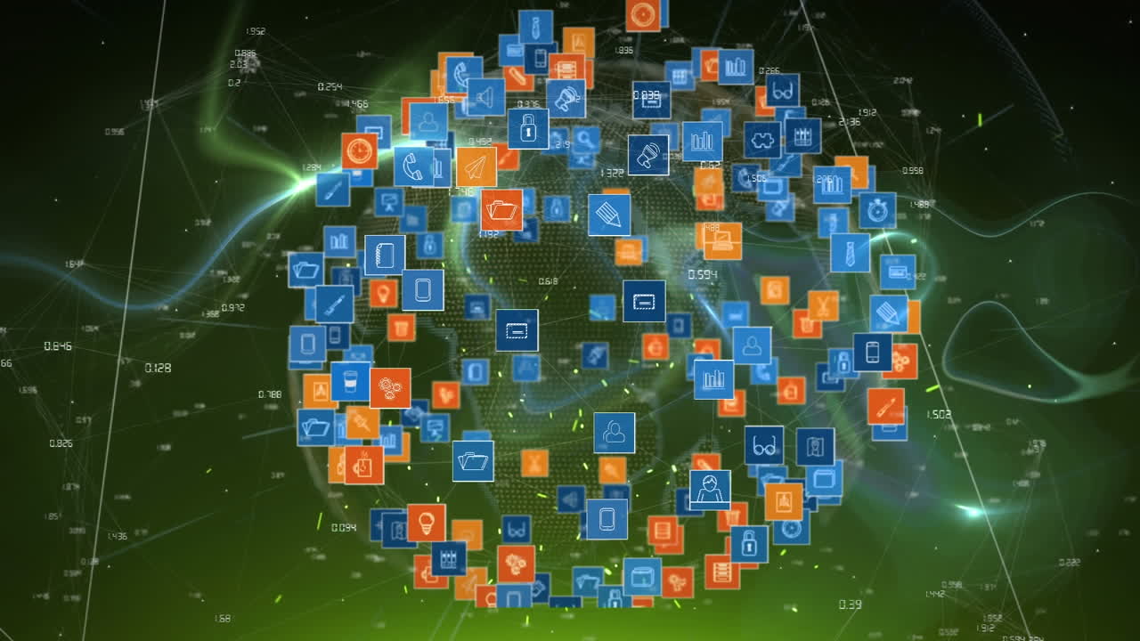 animación del globo con una red de conexiones