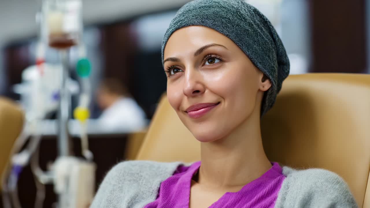 A Resilient Journey: Capturing the Strength and Hope of a Woman Undergoing Treatment in a Medical Setting, Finding Courage through Uncertain Times, Showcasing Emotions and Inner Peace