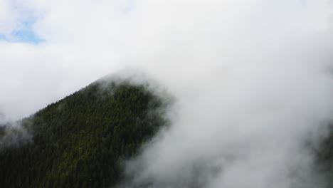 Olympic-Peninsula-Forest-Mountain-Covered-With-Low-Clouds-During-Sunrise-In-Washington-States,-USA