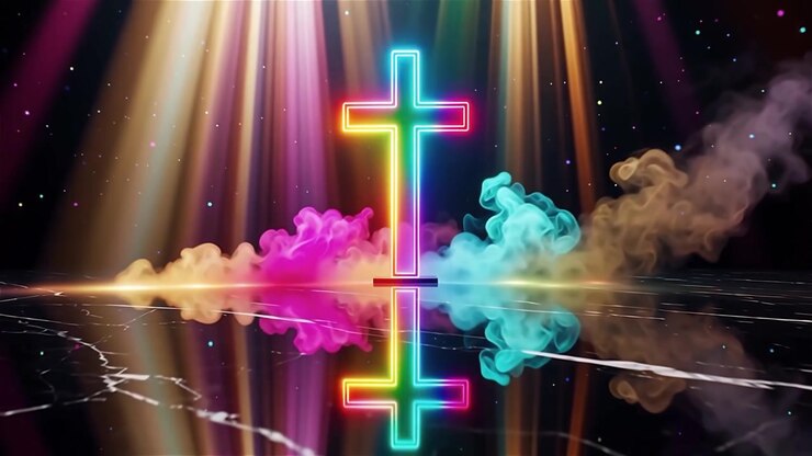 Christian Cross Heavenly Light Worship Background