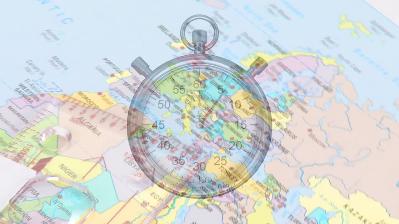 animación del temporizador moviéndose sobre el mapa del mundo