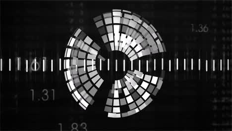 animación del globo y los gráficos sobre fondo negro