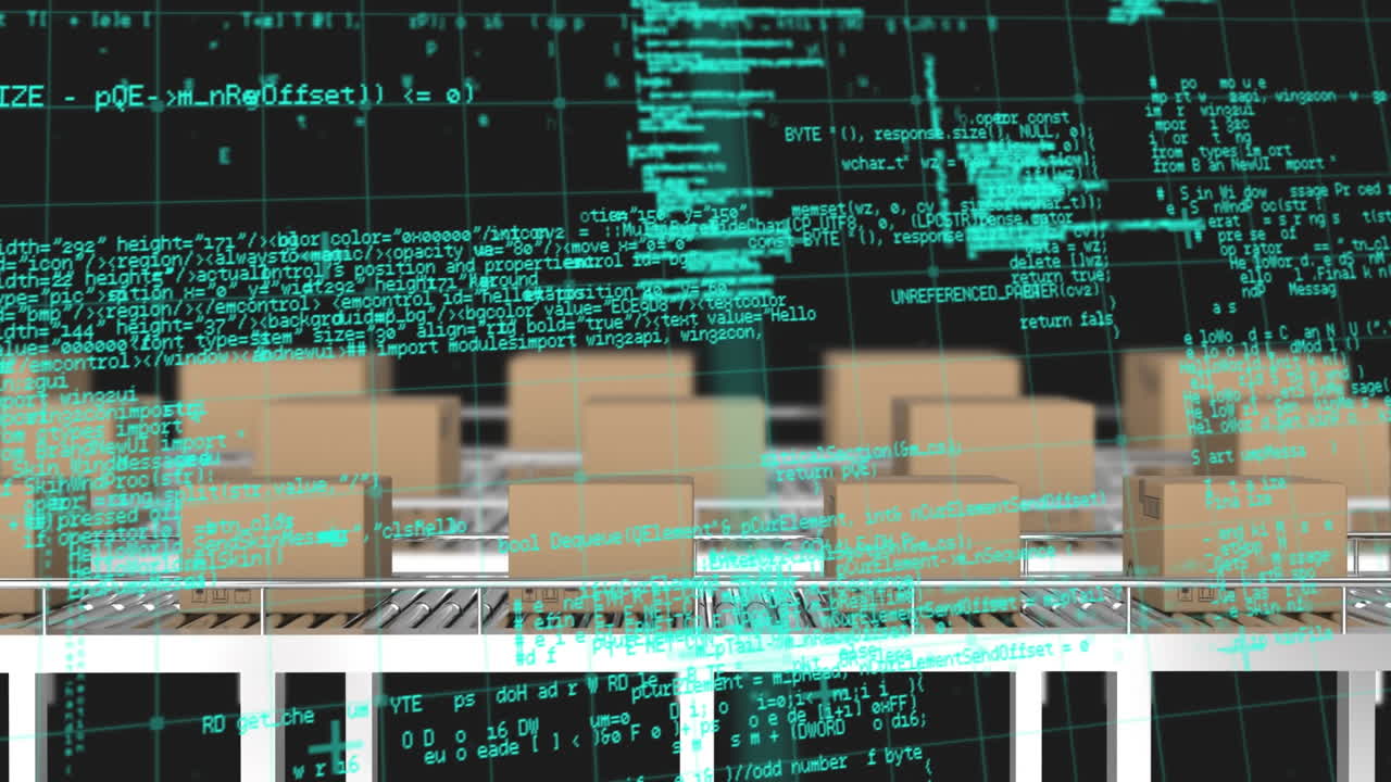 Data processing over grid network against multiple delivery boxes on conveyor belt