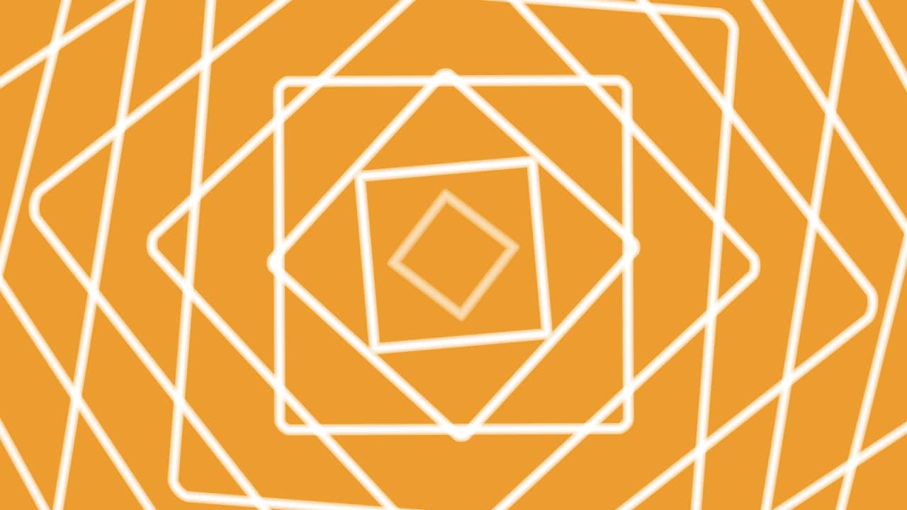 Orange animated background with white squares in a concentric maze - Looped