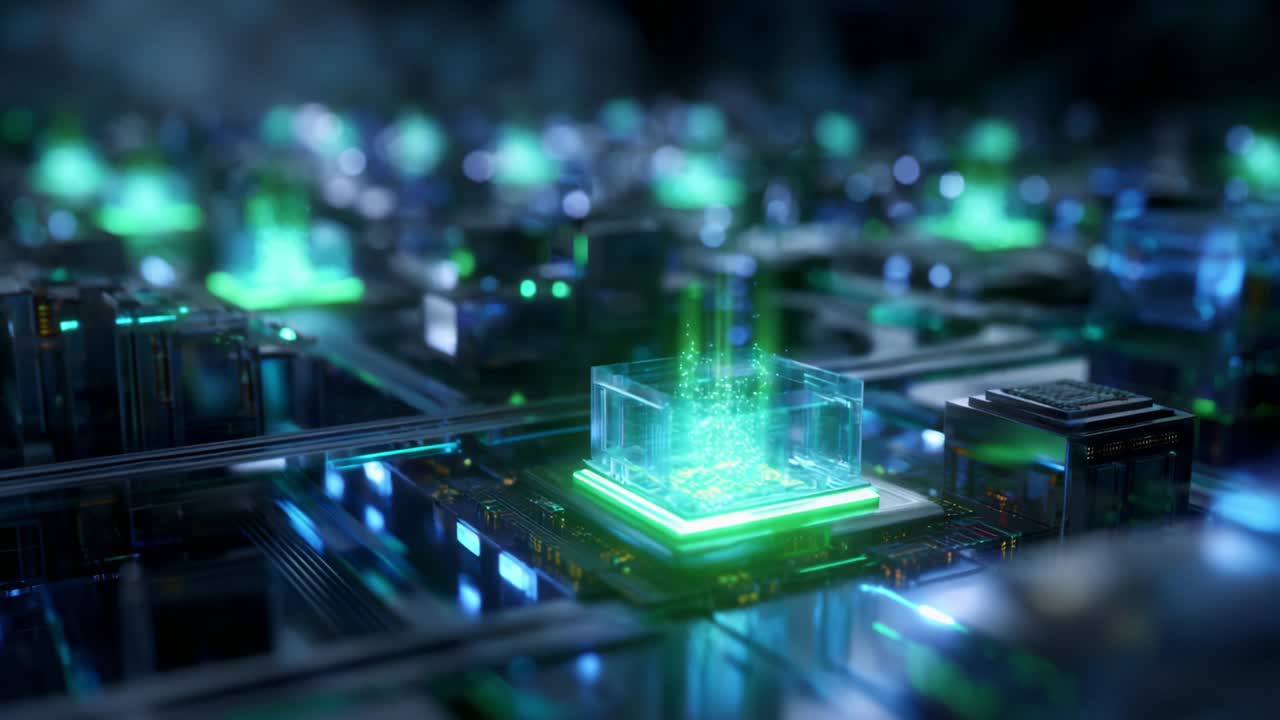 Innovative Advances in Computing Technology Showcase: A Detailed Exploration of Glowing Microprocessors and Transparent Circuit Designs Featuring Futuristic Energy Dynamics and Quantum Computing Elements