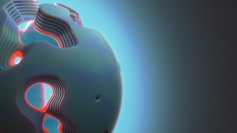 indulge in the mesmerizing allure of this abstract background animation, where a dynamic sphere undergoes graceful shape-shifting in shades of captivating hues of blue, orange and pink