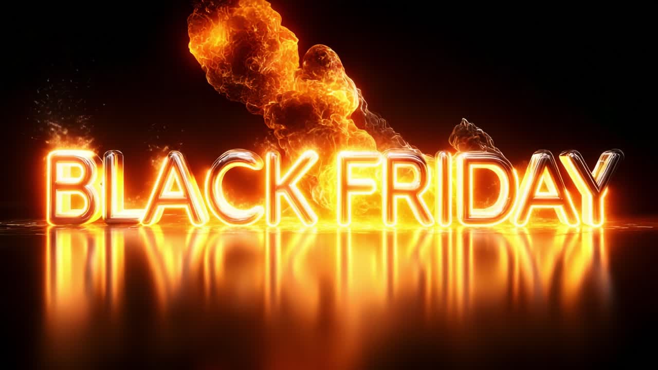 A Stunning Visual Display of Black Friday Promotions, Featuring Fiery Graphics and an Eye-Catching Design Aimed to Capture Attention During Major Shopping Events