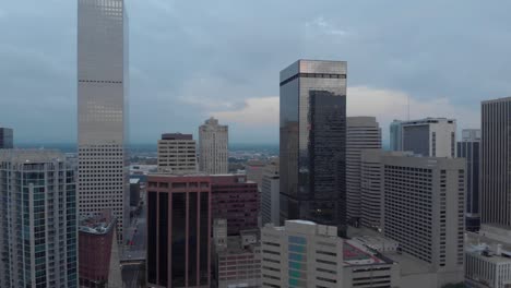 aerial pan of downtown denver