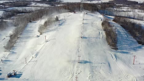 aerial view of sunburst ski hill in kewaskum wi taken during snow making