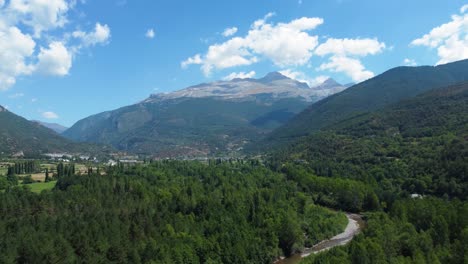 Aerial-view-of-a-mountain-valley-during-summer