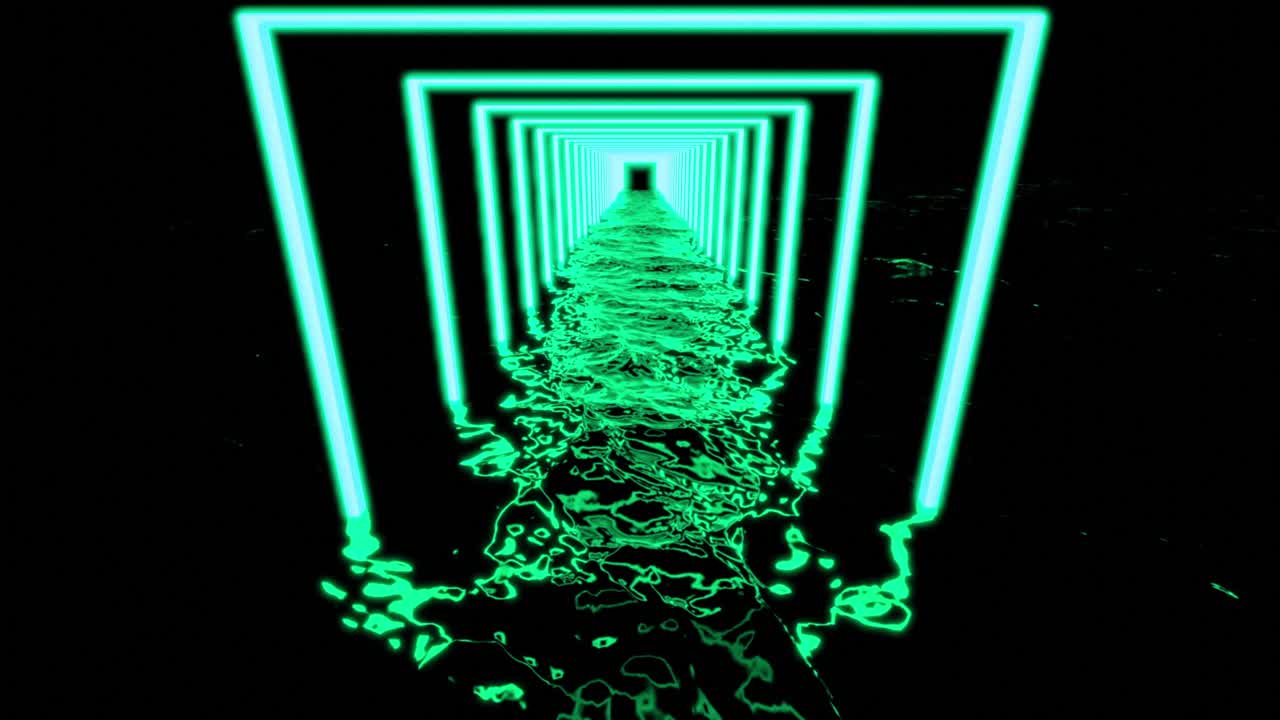 túnel de luz de neón verde abstracto