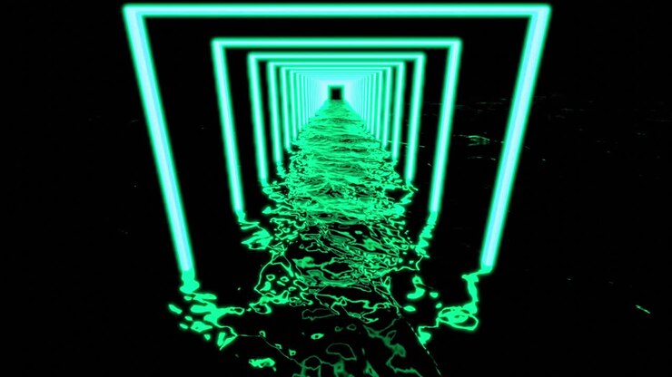 Abstract Green Neon Light Tunnel