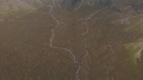 drone shot of green landscape in isle of skye scotland
