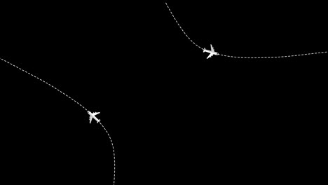 Flugzeug-Gepunktete-Linie-Pfadsymbol-Schleifenanimation-Video-Transparenter-Hintergrund-Mit-Alphakanal