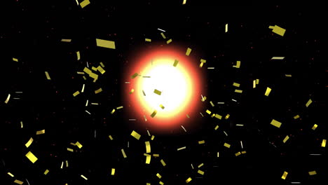 exploding confetti animation on black background