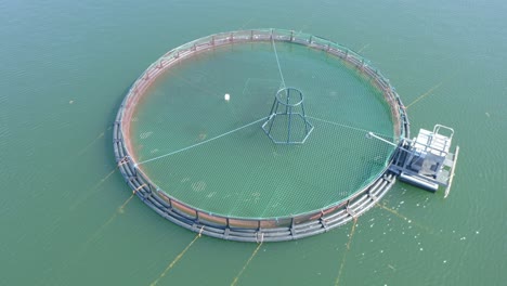 floating round fish farm in finnish archipelago