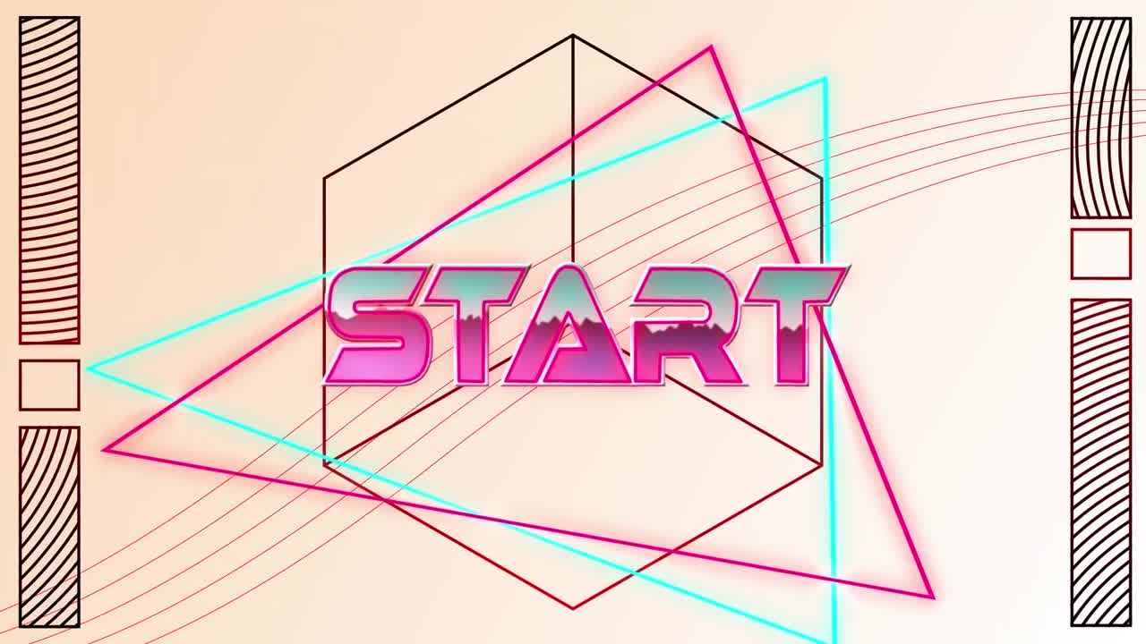 animación del texto de inicio sobre rastros de luz sobre fondo blanco