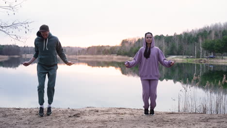 couple exercising outdoors