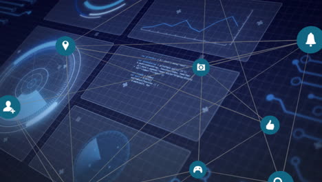 animation of digital data processing over network of connections