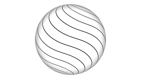 stripy geometric line animation on a sphere. animated abstract sphere moving on white background.