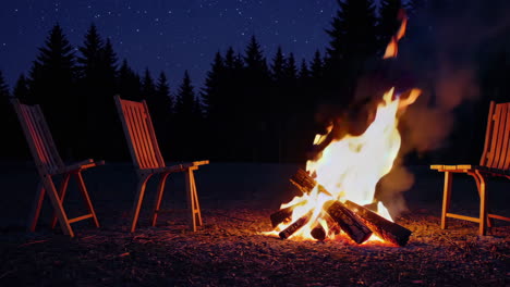 campfire night in the forest