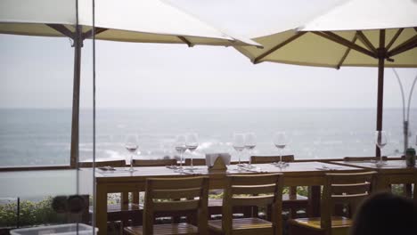 dinner lunch table with ocean view in luxury resort