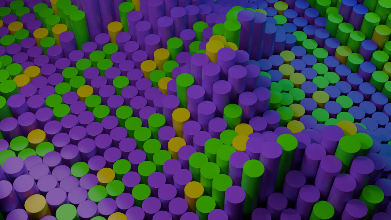 Abstract 3D Render of Colorful Cylinders Array