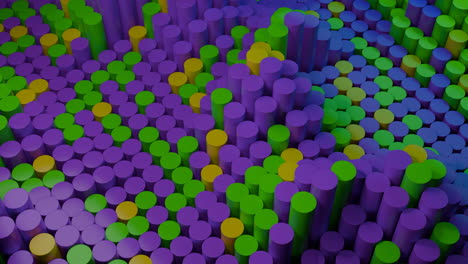 abstract 3d render of colorful cylinders array