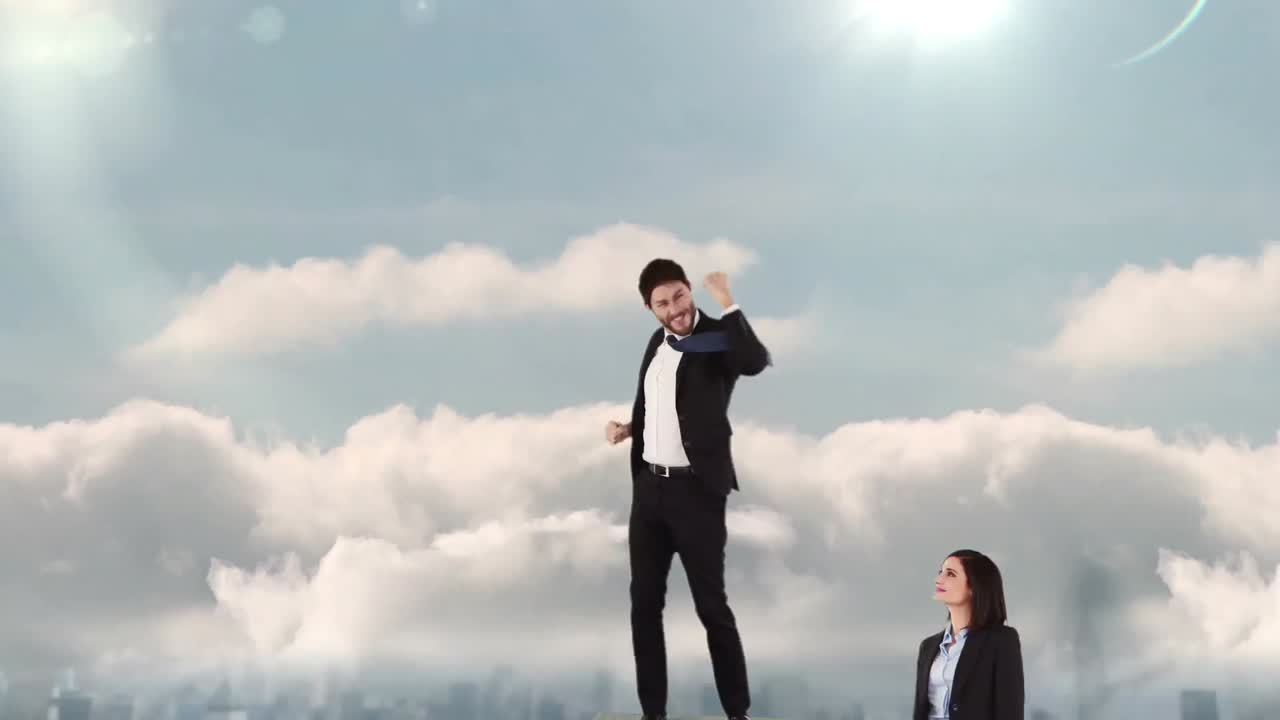 포디움 에 있는 사업가 들 의 복합 영상