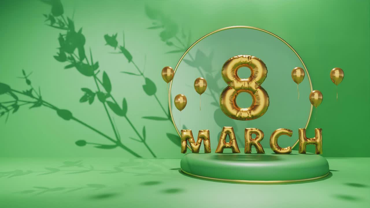 march 8 International Women's Day is a global holiday animation of flower green background for e-commerce sale products