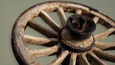 handmade rustic vintage wooden wheel used in medieval wagons