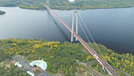 impressive structure of hogakustenbron bridge in sweden