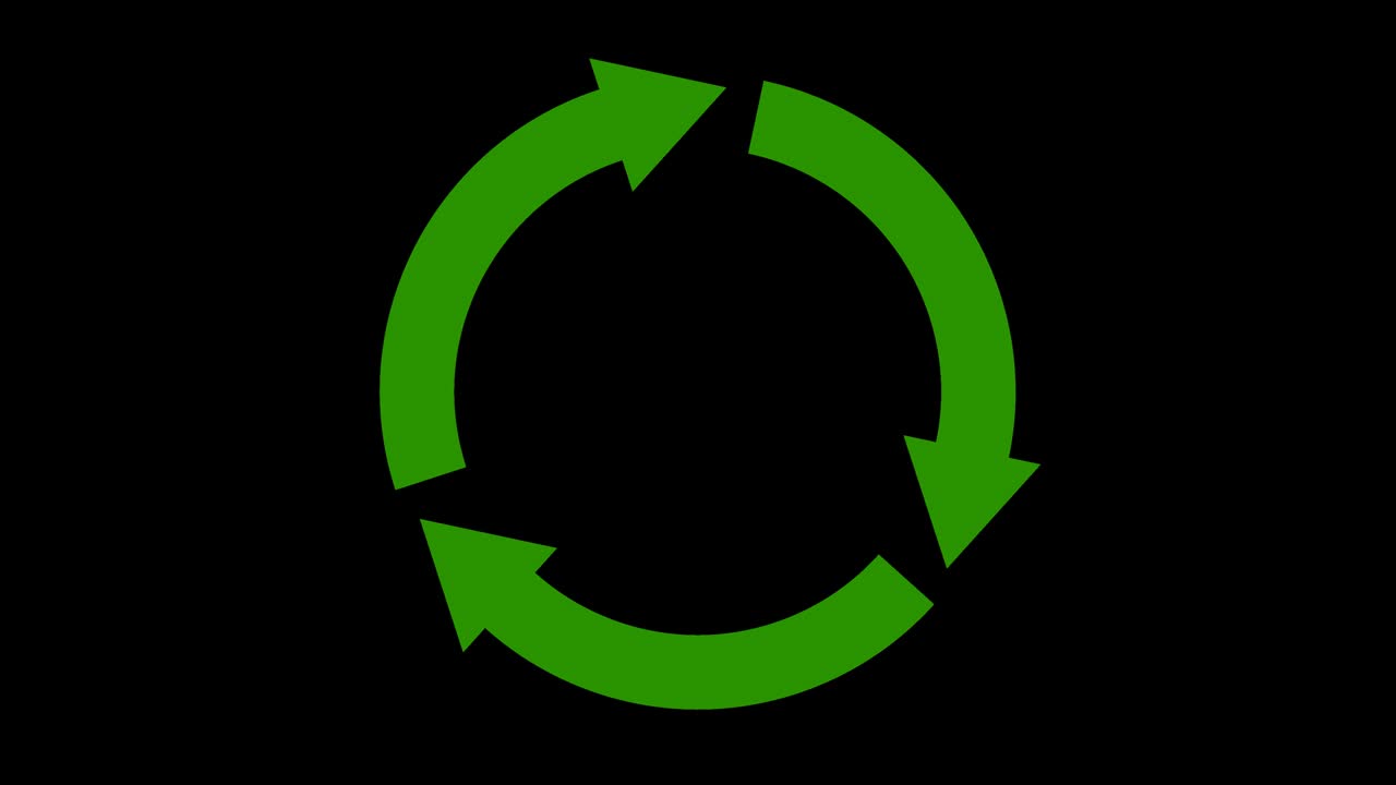 Round Recyclable Symbol Animation Loop with alpha channel (flat design)