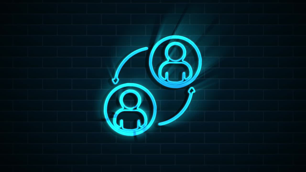 diseño de iconos de neón de redes sociales aislados en fondo oscuro. iconos web de esquema. gráficos en movimiento.