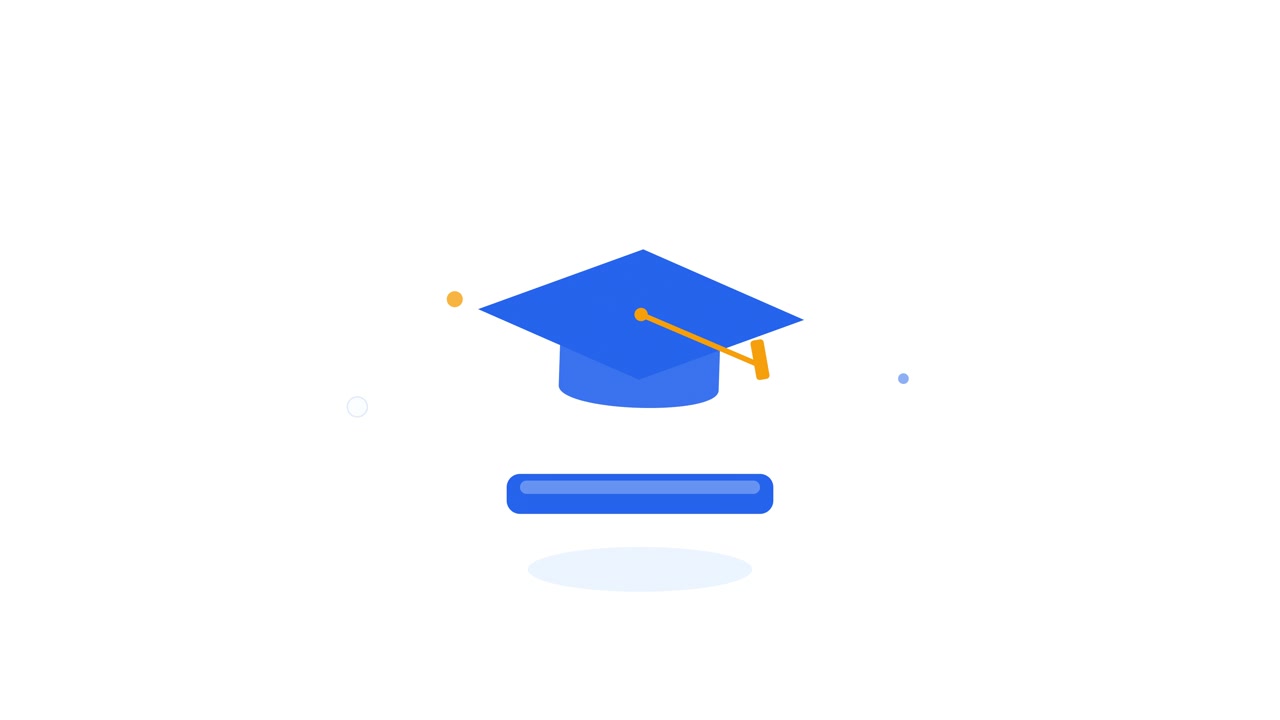 Animated Graduation Cap Floating Above a Button