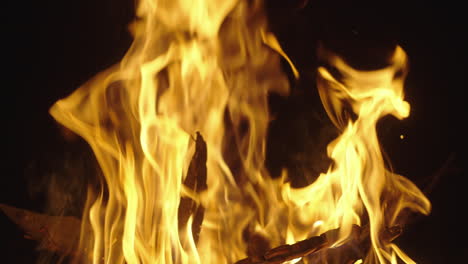 campfire flames at night