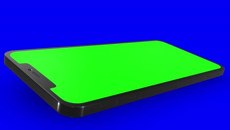 green screen smartphone on blue background, perfect for video overlays