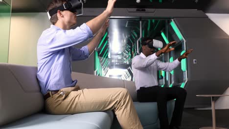 male executives using virtual reality headset 4k