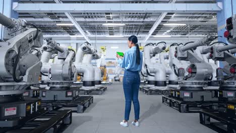 factory worker monitoring robotic arms