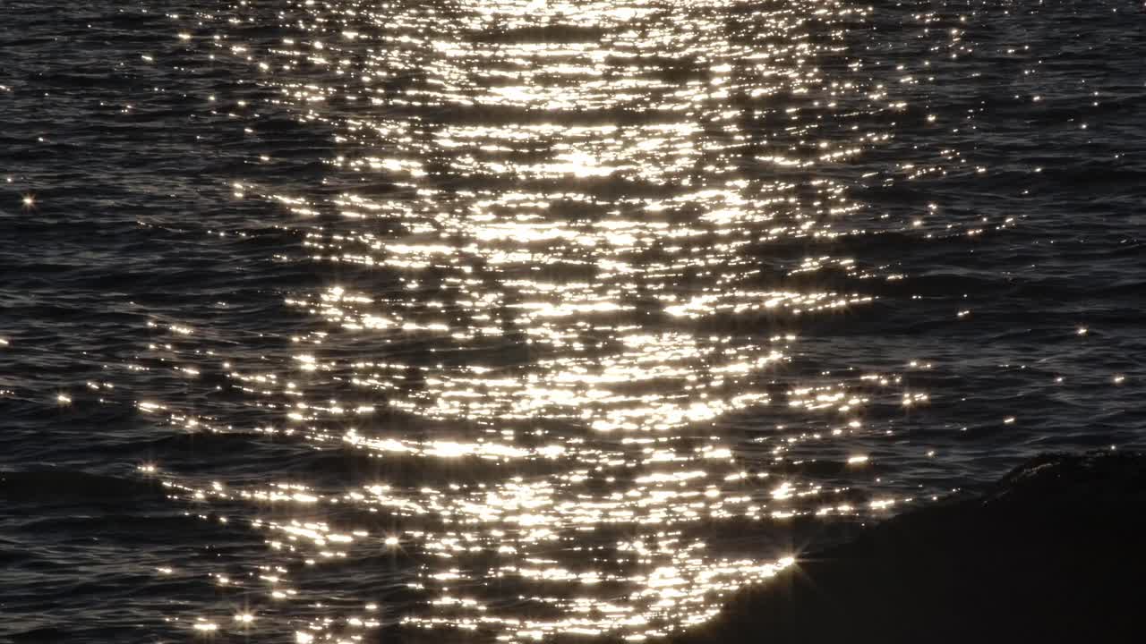 Shimmering Waters With Sunlight Reflections At Sunset