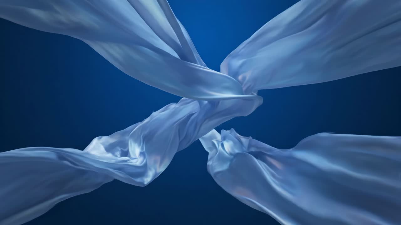 Abstract Blue Silk Fabric