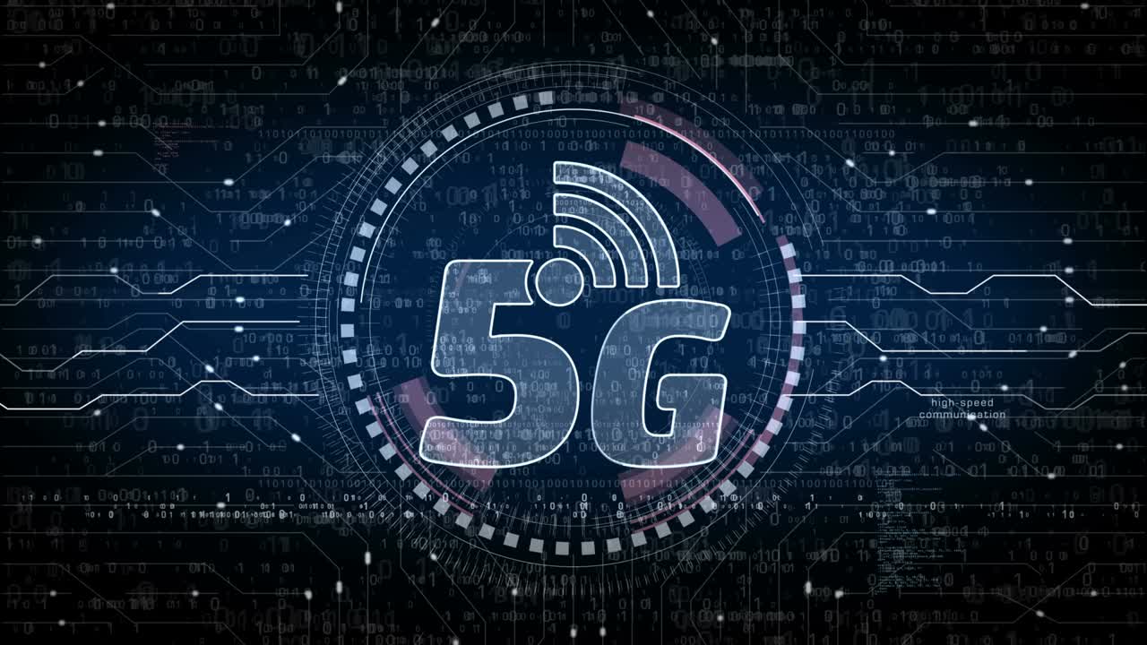 concetto digitale di ciclo di simboli della rete telefonica mobile ad alta velocità 5g