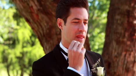 nervous groom waiting for his bride