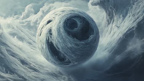 abstract sphere in a cloud-like atmosphere